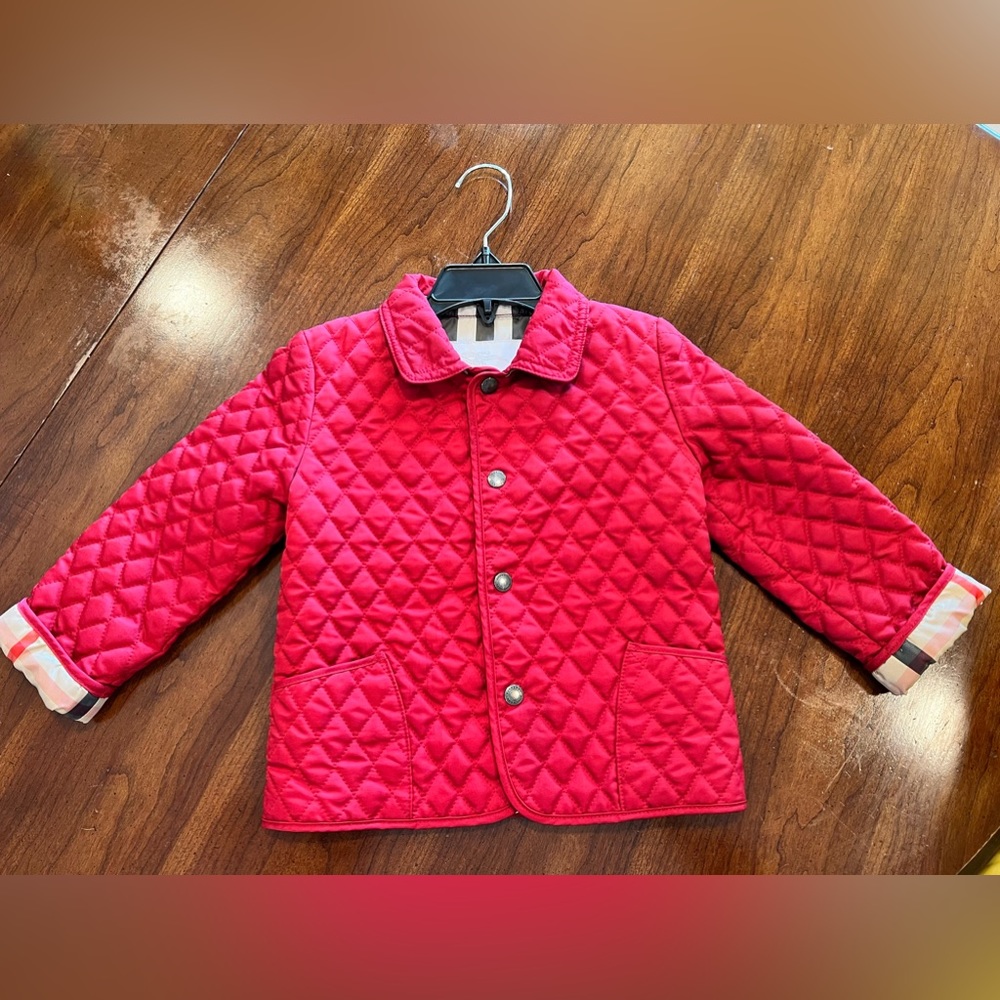 Burberry - Toddler Girls' Quilted Jacket, red, Sz2.